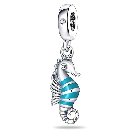 Ocean Blue Dolphin & Seahorse Pendant – DIY Jewelry Charms by Wave & Hang