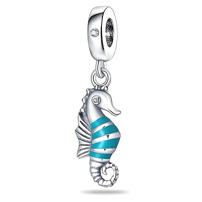 Ocean Blue Dolphin & Seahorse Pendant – DIY Jewelry Charms by Wave & Hang