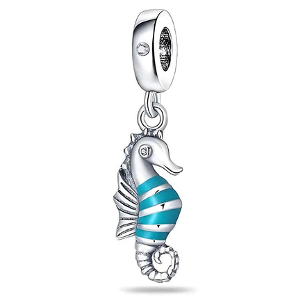 Ocean Blue Dolphin & Seahorse Pendant – DIY Jewelry Charms by Wave & Hang