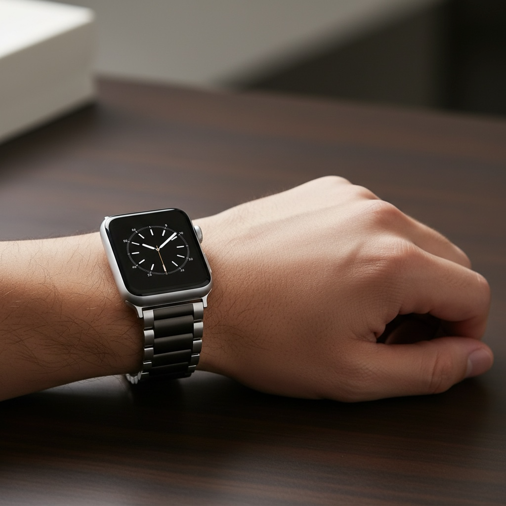 Stainless Steel Apple Watch Band – Solid 316L Replacement Bracelet for iWatch Series Ultra/8/7/6/5/4/3/2/1 (38mm–49mm) by Wave & Hang