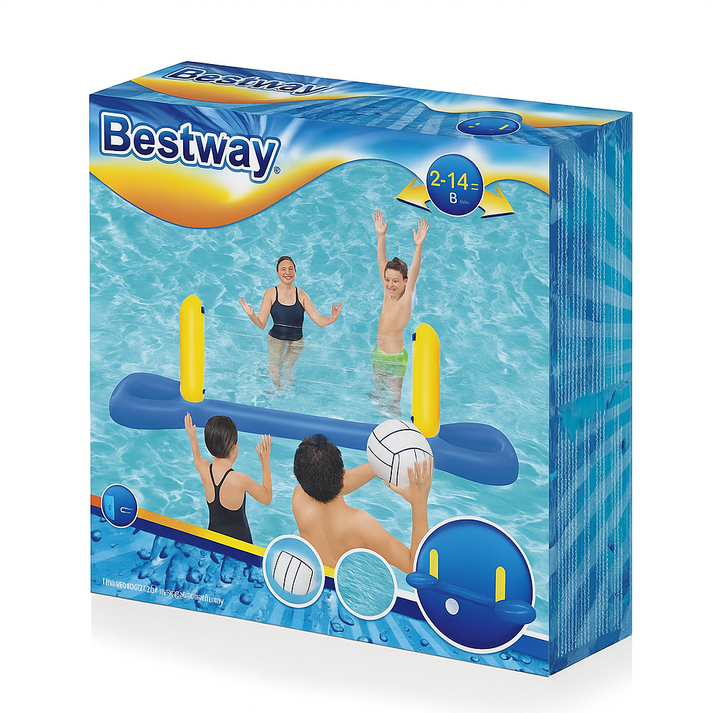 Inflatable Pool Game Set With Volleyball And Basketball Family Floating Toys For Kids And Adults by Wave & Hang