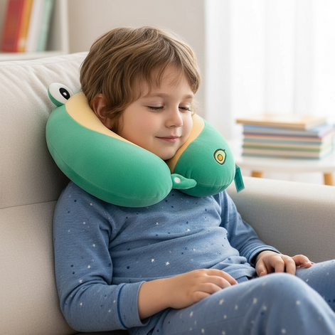 U-Shaped Memory Foam Neck Pillow With Animal Designs by Wave & Hang