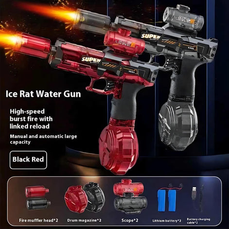 Ice Rat Electric Water Gun High Speed Rechargeable Blaster with LED by Wave & Hang