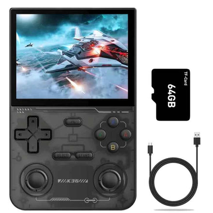 K36 Retro Handheld Game Console – 3.5” IPS Display, 64GB, 3200mAh, Type-C | Portable Classic Gaming (Black/White/Purple)