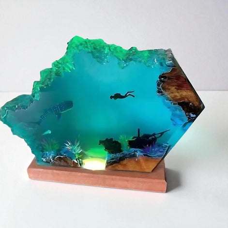 Submarine Cave Diver Decor – Stunning Ocean Art for Adventurers by Wave & Hang