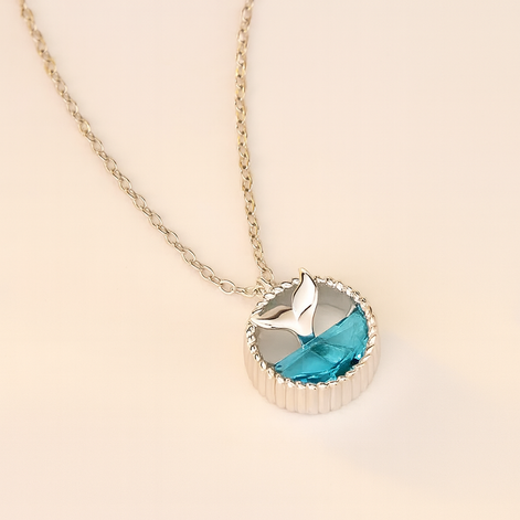 S925 Silver Mermaid Tears Necklace – Ocean Crystal Pendant by Wave & Hang