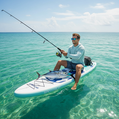 Inflatable SUP Paddle Board for Beginners Lightweight Camouflage by Wave & Hang