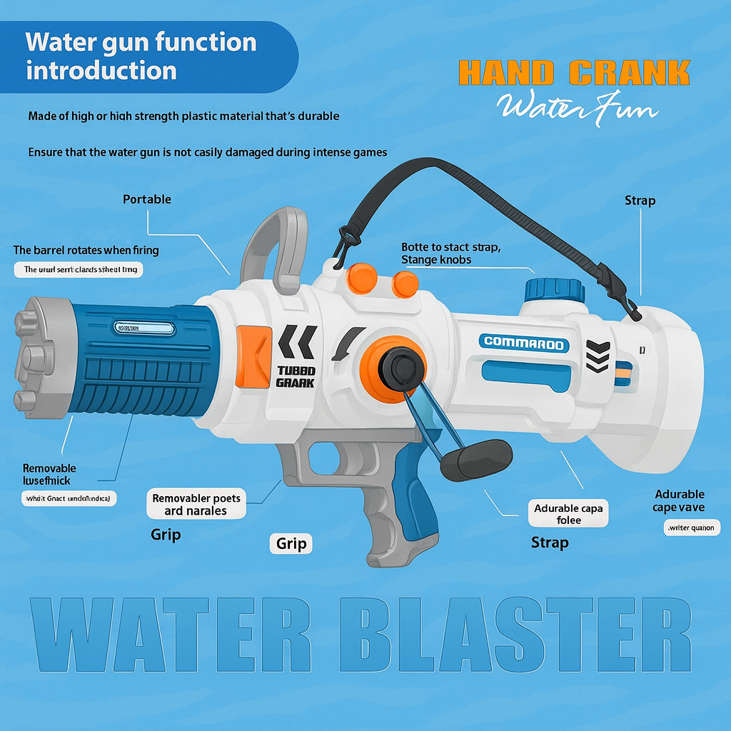 Gatling Hand-Crank Water Gun – Rapid-Fire Soaker for Ultimate Summer Battles by Wave & Hang