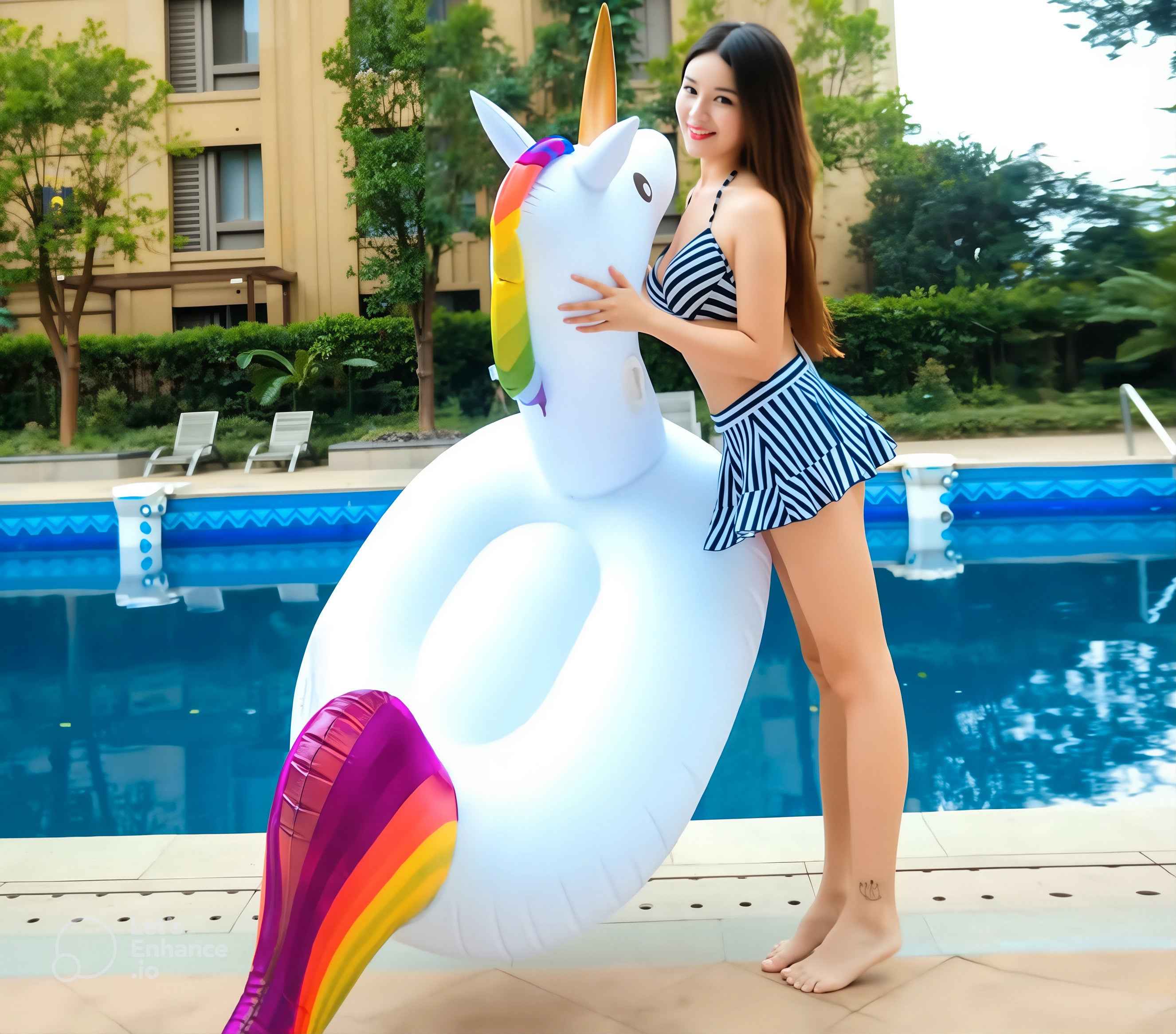 Inflatable Unicorn Pool Float – Giant Swim Ring for Adults & Kids (Durable Eco PVC, 190cm/270cm, Colorful Summer Float)