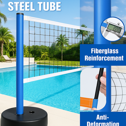 Furypiont Pool Volleyball Net – Adjustable Portable Indoor/Outdoor Pool Volleyball Set with 2 Water Balls and Heavy-Duty Base (15–25 FT)