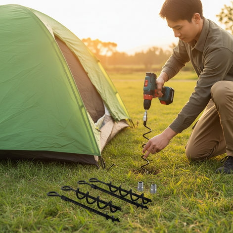 MDKAVE Heavy-Duty Ground Anchor Kit with Crowbar & Drill Adapter