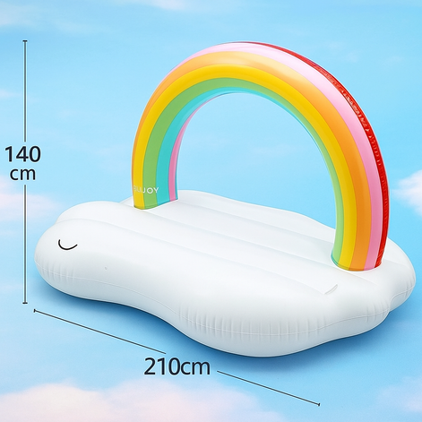 Inflatable Rainbow Cloud Island Float for Adults and Kids Giant Lounge by Wave & Hang