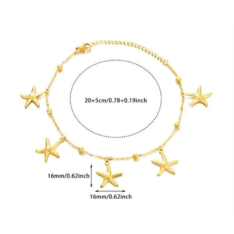 Ocean Charm Anklet – Seashell & Starfish Beach Jewelry by Wave & Hang