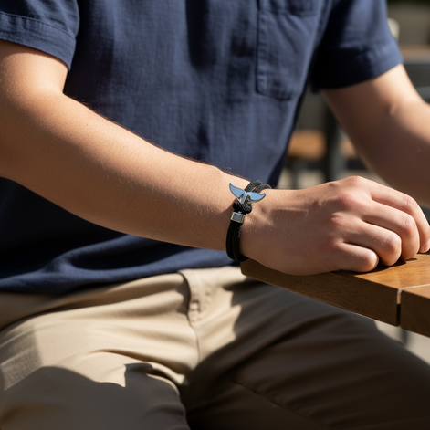 Ocean Whale Tail Anchor Bracelet Adjustable Nautical Rope for Couples and Ocean Lovers by Wave & Hang