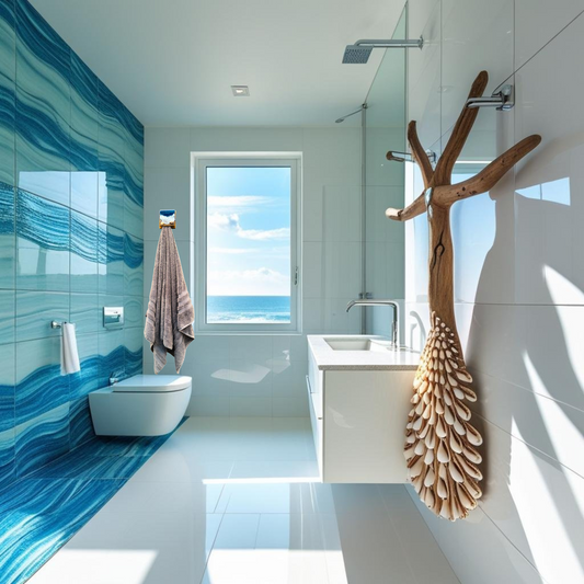 Wave & Hang™ Ocean Towel Hook – Handmade Resin & Wood Art