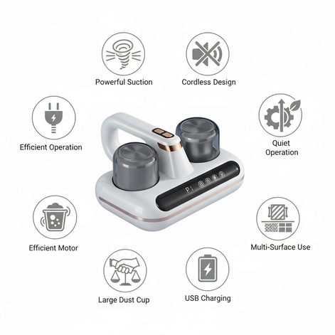 Powerful Cordless Mattress Mite Remover - Effective Allergen Cleaner