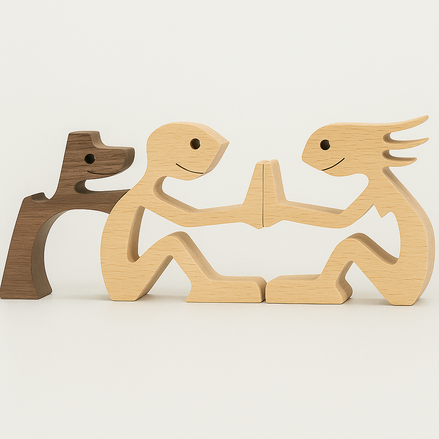 Wood Dog Sculpture Handmade Solid Wood by Wave & Hang