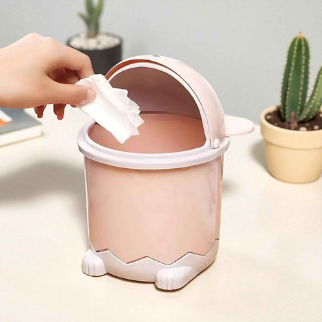 Panda Flip-Top Mini Trash Can | Cute Desktop Bin for Bathroom & Office
