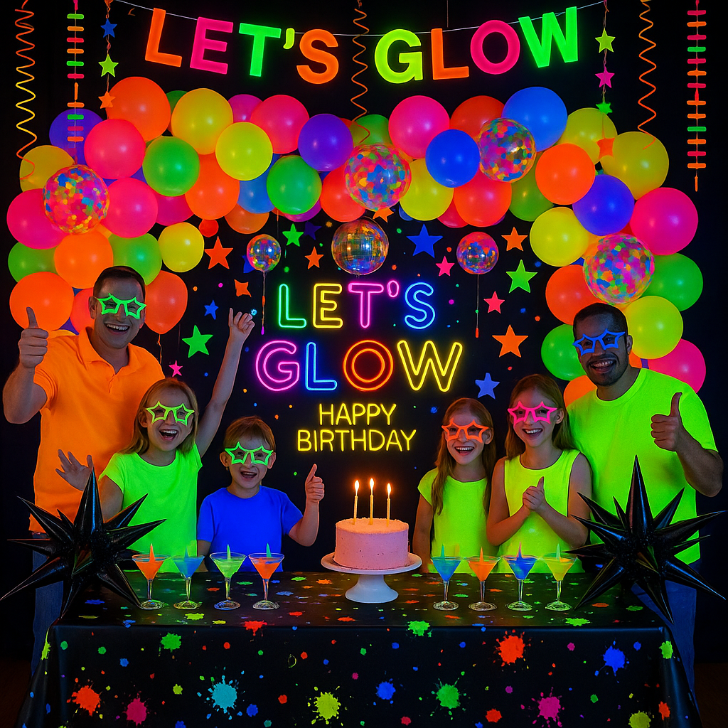 Neon Glow Party Kit – 122-Piece Set for Epic Celebrations by Wave & Hang