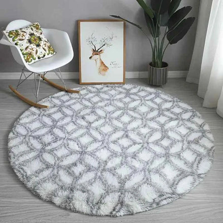 Fluffy Nordic Round Rug | Soft Plush Carpet for Bedroom & Living Room
