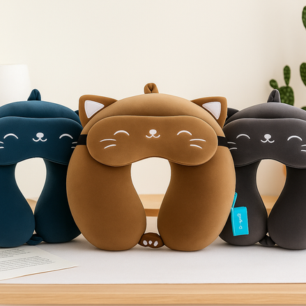 U-Shaped Memory Foam Neck Pillow With Animal Designs by Wave & Hang