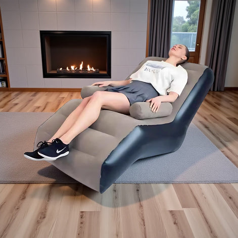 Portable Inflatable Lazy Sofa S Shaped Lounge Chair Pink Brown For Indoor And Outdoor Relaxation by Wave & Hang