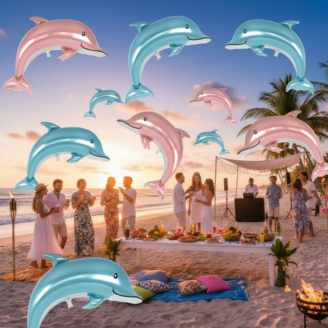 Dolphin Foil Balloons – Epic Ocean Party Decor by SeaLife Fun by Wave & Hang
