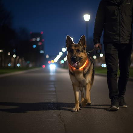 LED Adjustable Dog Collar – Waterproof Blinking Glow Safety Light for Pets by Wave & Hang
