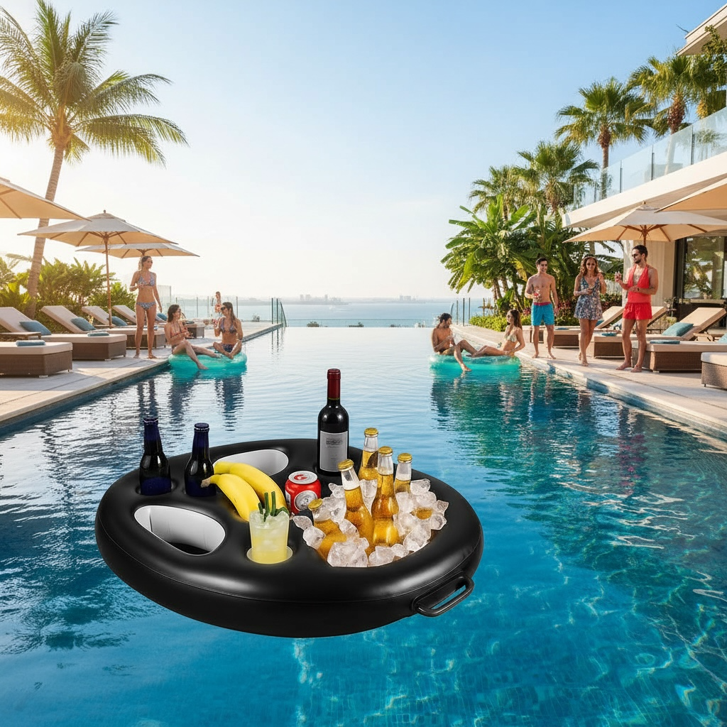 Inflatable Pineapple Pool Drink Holder Floating Snack Tray by Wave & Hang