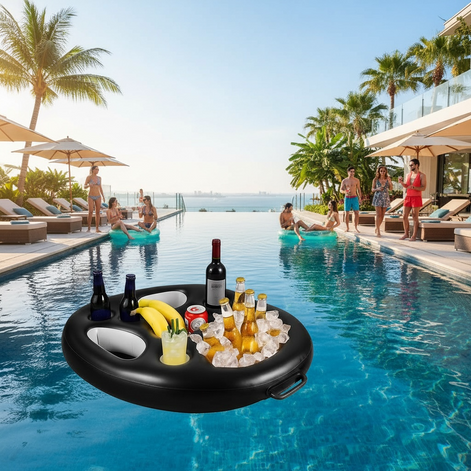 Inflatable Pineapple Pool Drink Holder Floating Snack Tray by Wave & Hang