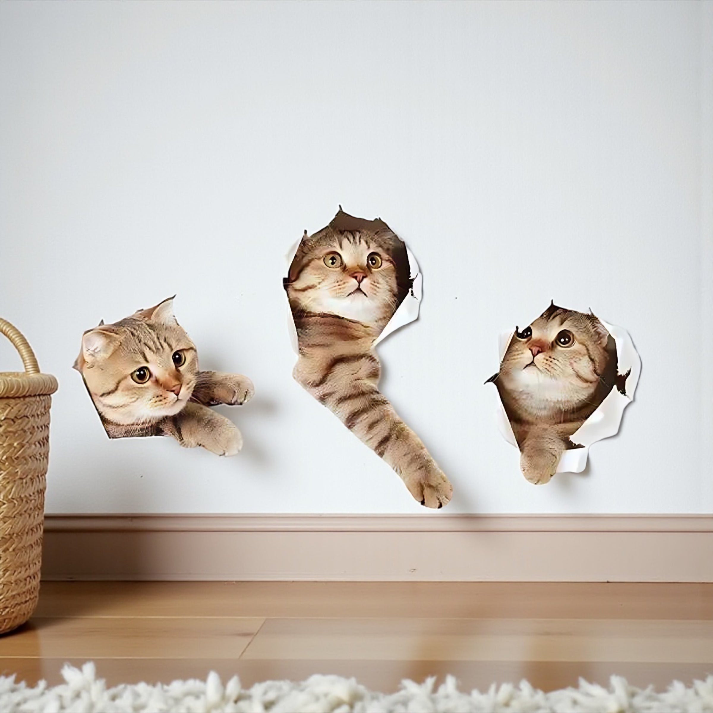 Adorable 3D Cat Wall Stickers | Easy Peel & Stick Decor by Wave & Hang