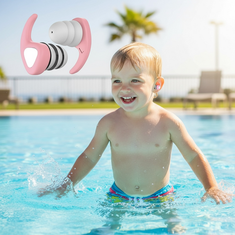 Kids Swimming Ear Plugs 3 Pairs Waterproof Silicone for Ages 4-12 by Wave & Hang