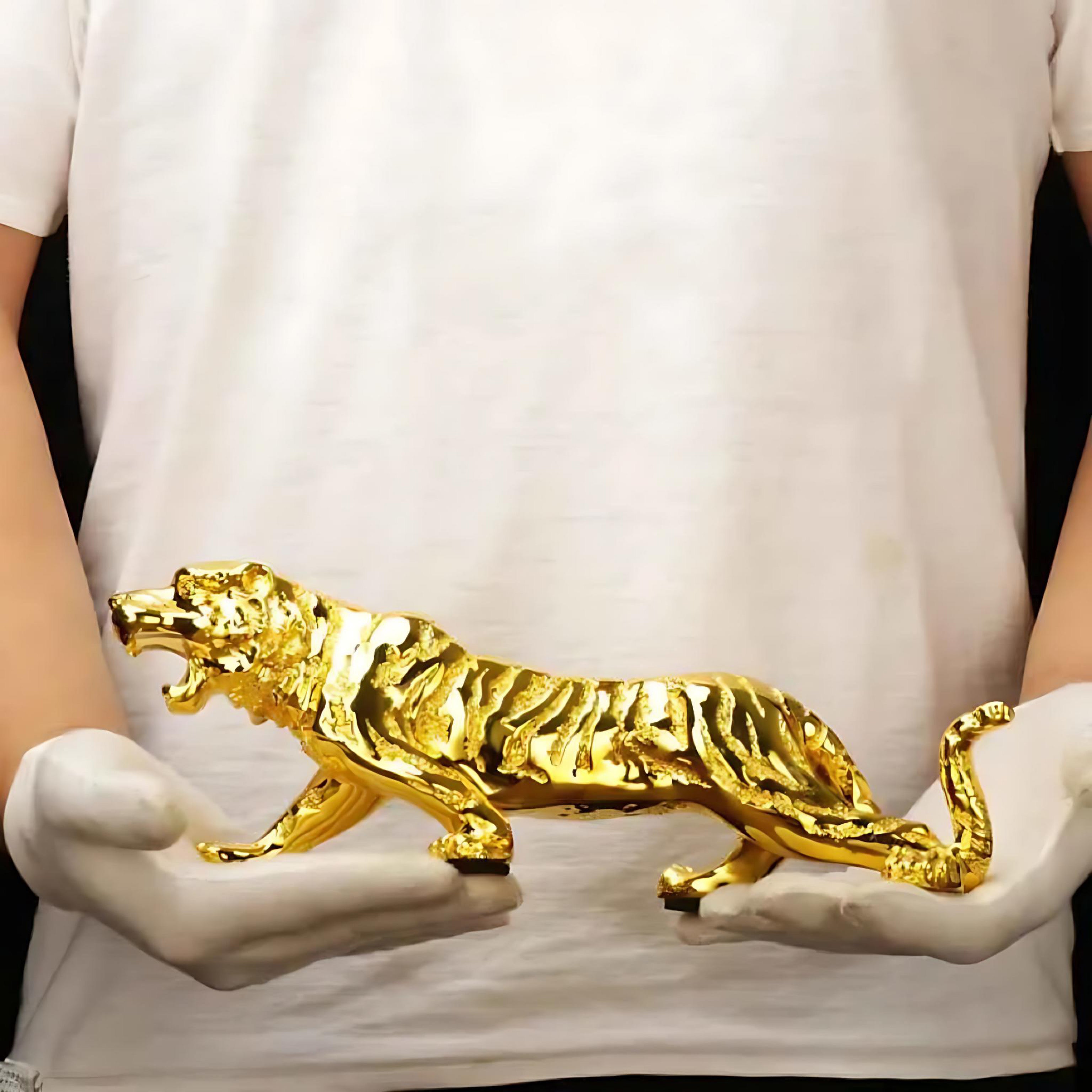 Luxury Resin Tiger Figurine | Strength & Wealth Symbol by Wave & Hang