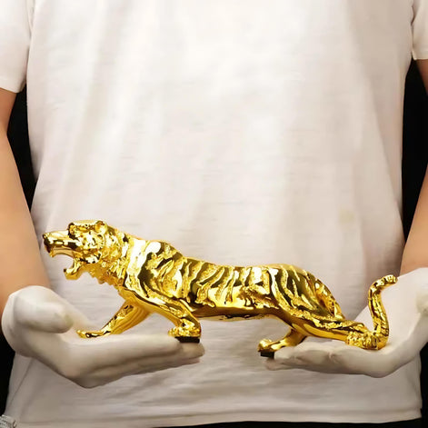 Luxury Resin Tiger Figurine | Strength & Wealth Symbol by Wave & Hang