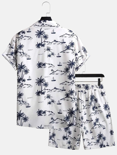 Men's 3D Print Beach Set | Tropical Style & Comfort by Wave & Hang