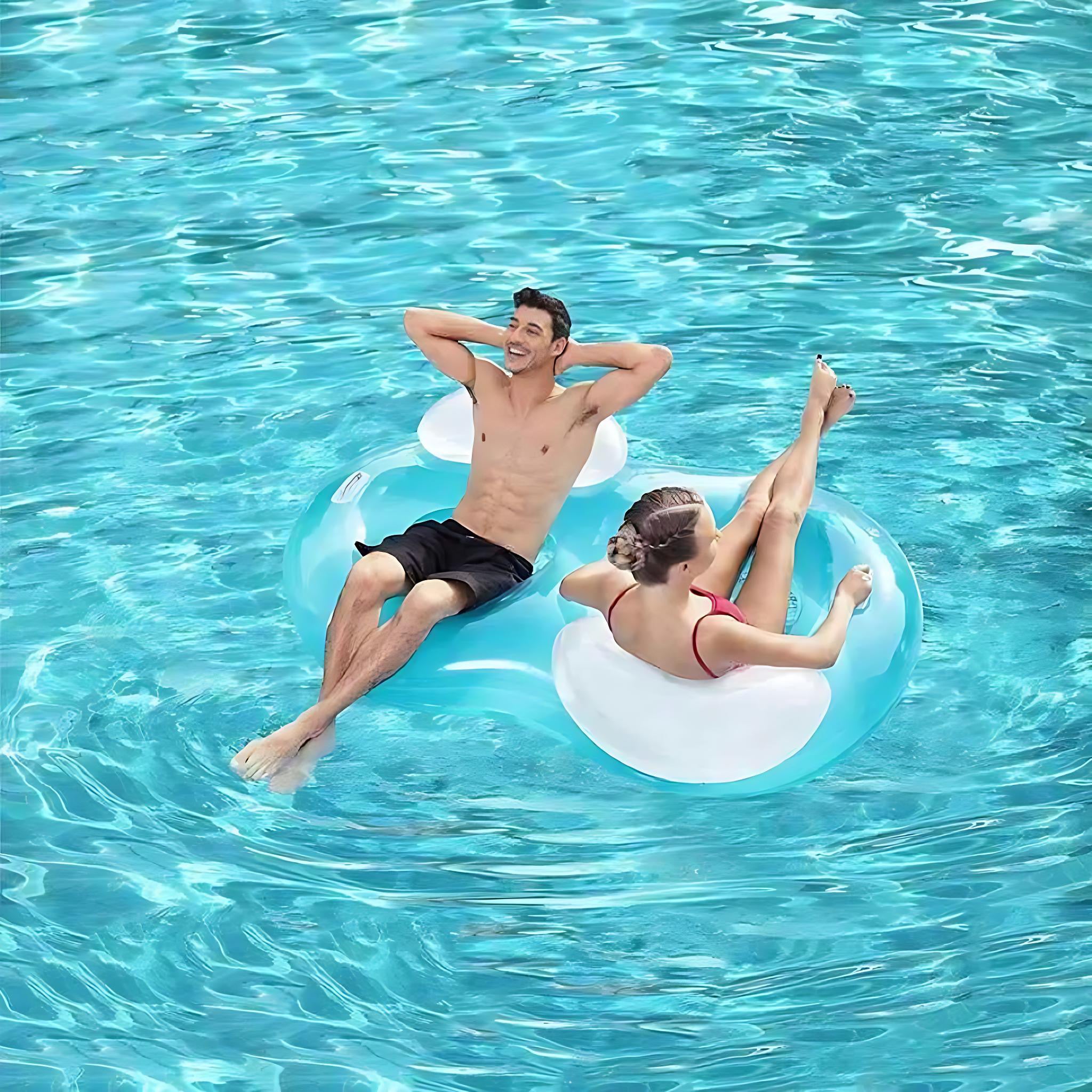 Inflatable Double Pool Float Sofa 2 Person Lounge Chair With Armrests And Backrest 171 By 105 Cm by Wave & Hang