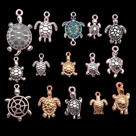 Ocean Turtle Pendant Charms – 16-Piece Alloy Jewelry Accessories by Wave & Hang