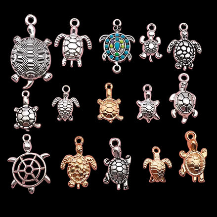 Ocean Turtle Pendant Charms – 16-Piece Alloy Jewelry Accessories by Wave & Hang