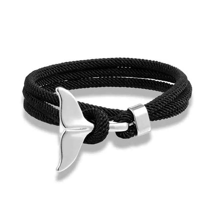 Ocean Whale Tail Anchor Bracelet – Adjustable Nautical Rope Bracelet for Couples & Ocean Lovers