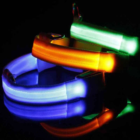 LED Adjustable Dog Collar – Waterproof Blinking Glow Safety Light for Pets
