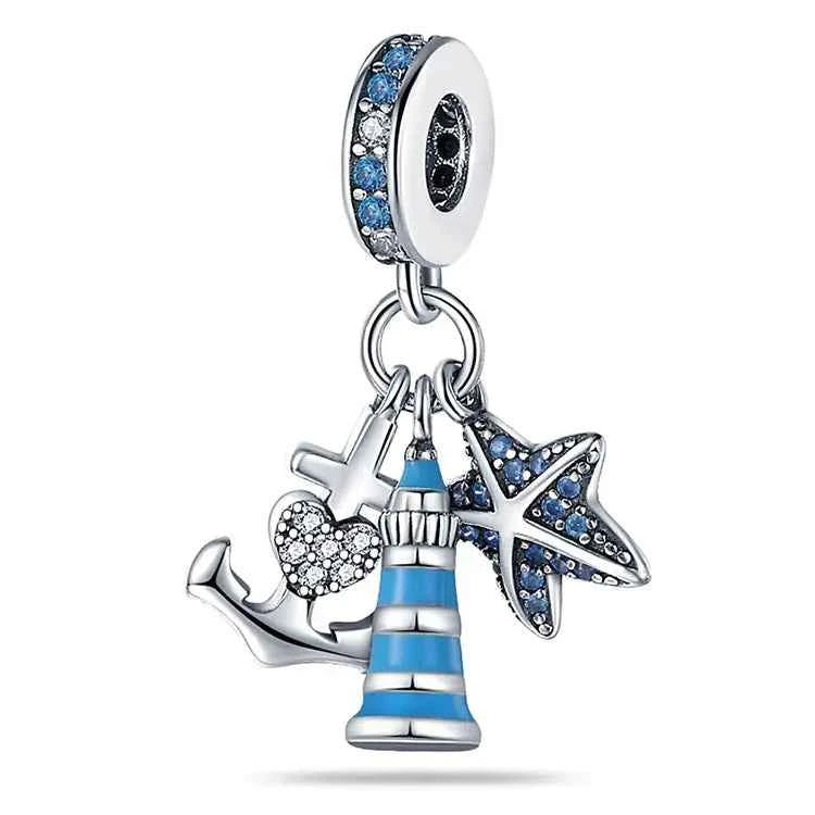 Ocean Blue Dolphin & Seahorse Pendant – DIY Jewelry Charms