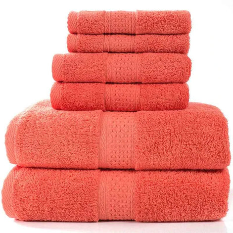 Cotton Absorbent Towel Set – 6-Piece Bath Towels, Hand Towels & Washcloths