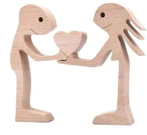 Wood Dog Sculpture – Handmade Wooden Figurine | Human & Dog Friendship Home Decor Gift for Pet Lovers