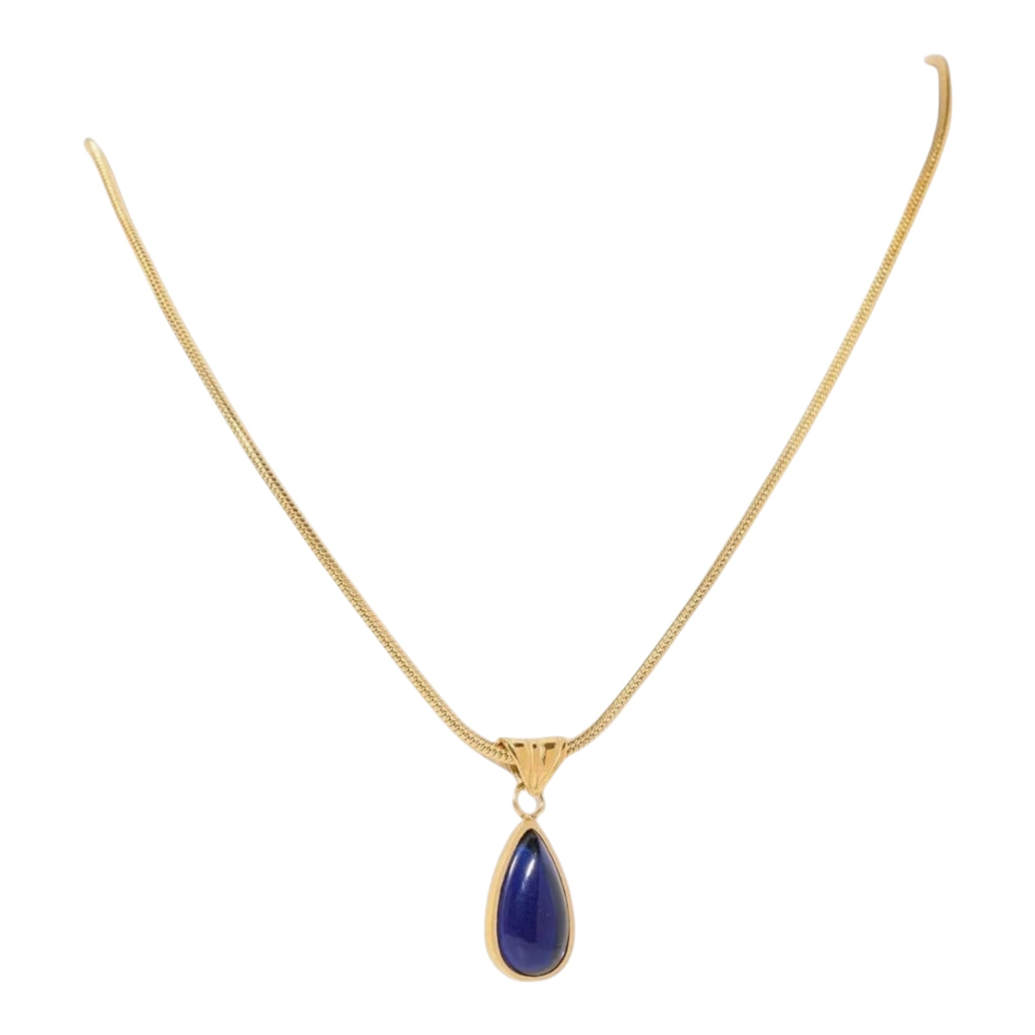 Blue Ocean Drop Necklace - Serene Teardrop Pendant for Women by Wave & Hang