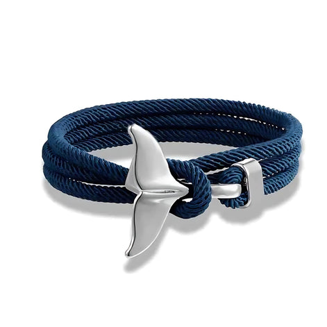 Ocean Whale Tail Anchor Bracelet Adjustable Nautical Rope for Couples and Ocean Lovers by Wave & Hang