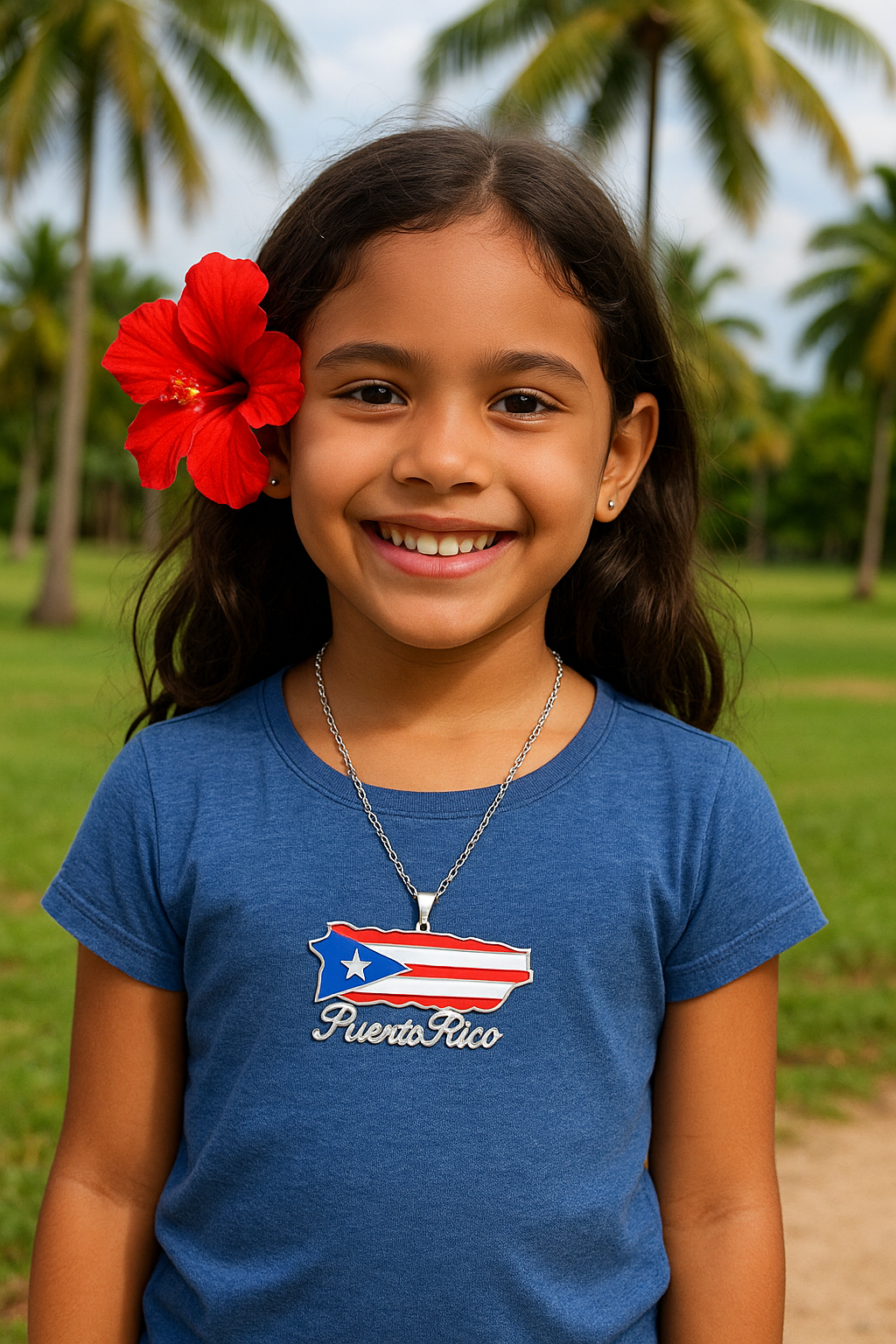 Puerto Rico Map Pendant Necklace – Stainless Steel Puerto Rican Flag Jewelry for Men & Women | 316L Steel Chain, Patriotic Gift