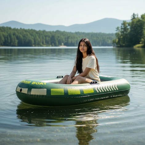 Small PVC Inflatable Boat 1 Person Portable Dinghy With Optional Pump by Wave & Hang