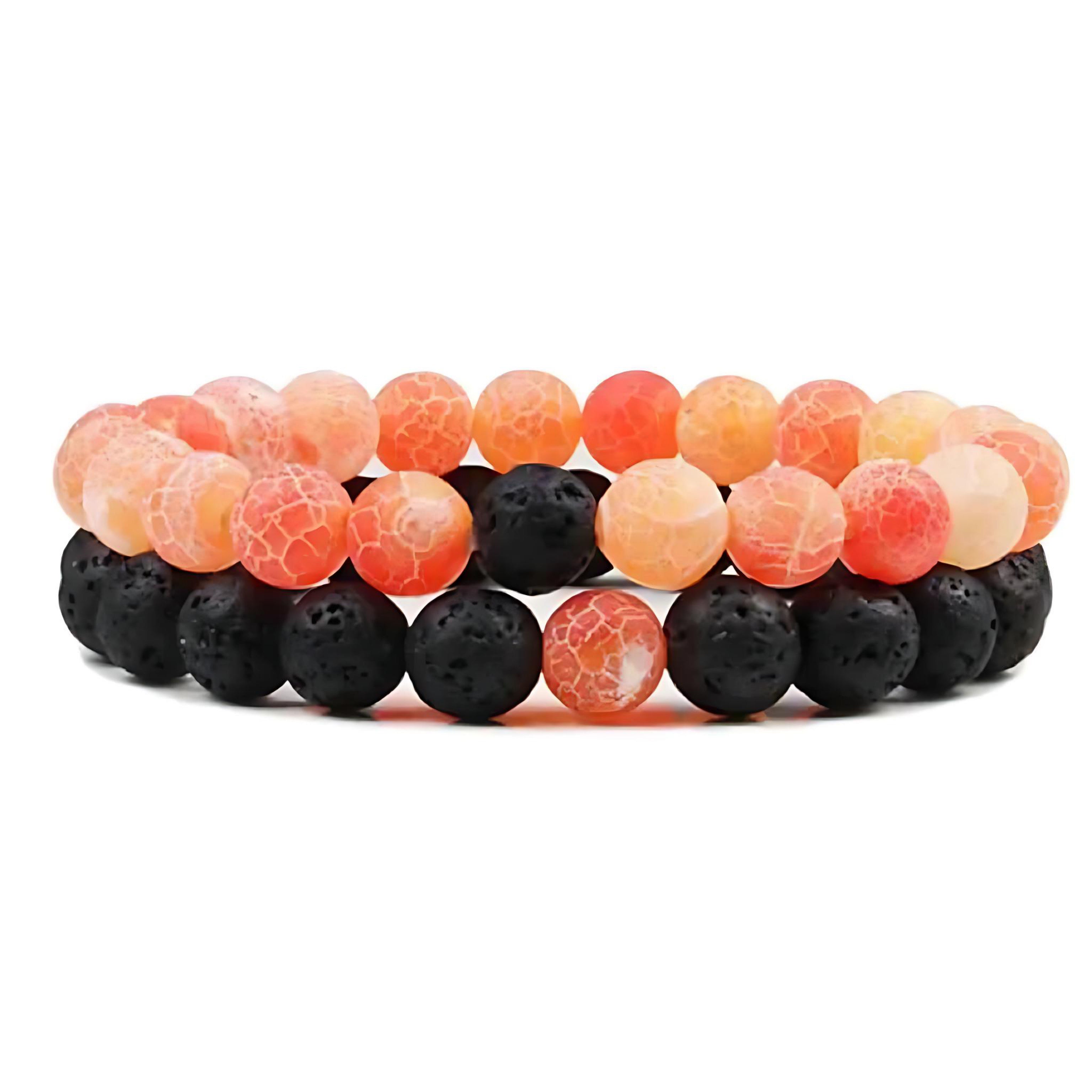 Couple’s Black Yoga Beaded Bracelet – Handmade Stone Bracelet for Men & Women by Wave & Hang