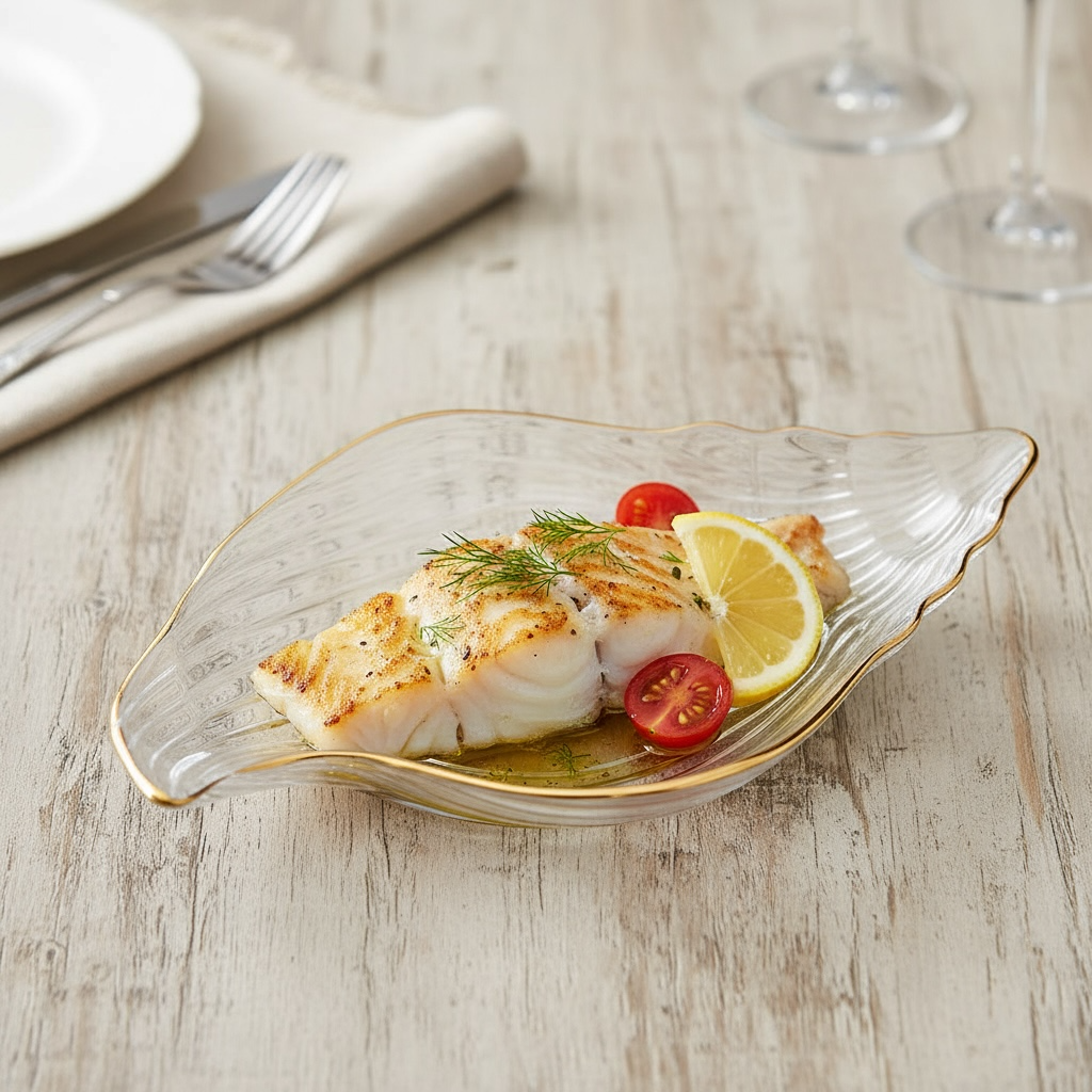 Creative Ocean Dim Sum Plate with Gilt Edging by Wave & Hang