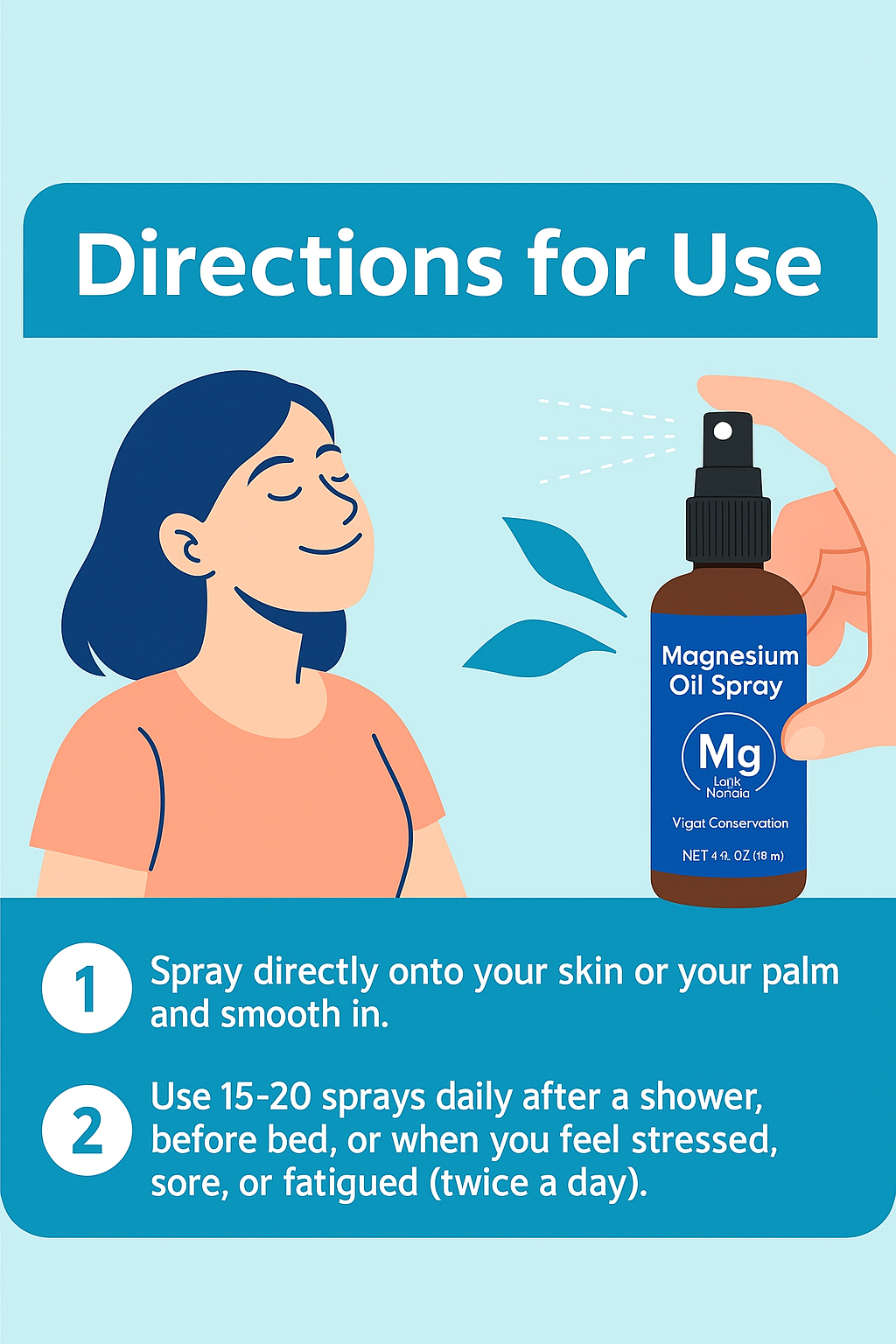 Magnesium Oil Spray 60ml – Natural Topical Mineral Spray for Muscle Relaxation, Pain Relief & Restful Sleep | Fast-Absorbing Body Wellness Mist